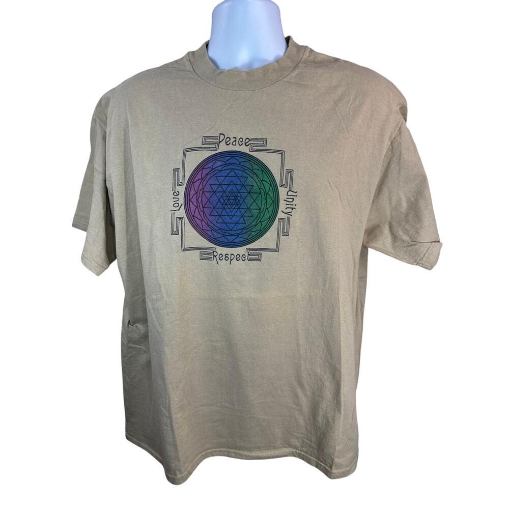 Peace Unity Respect Love Hanes Beefy Size XL Beige